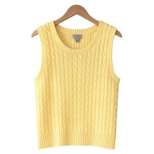 LL Bean cable knit sleeveless sweater yellow medium